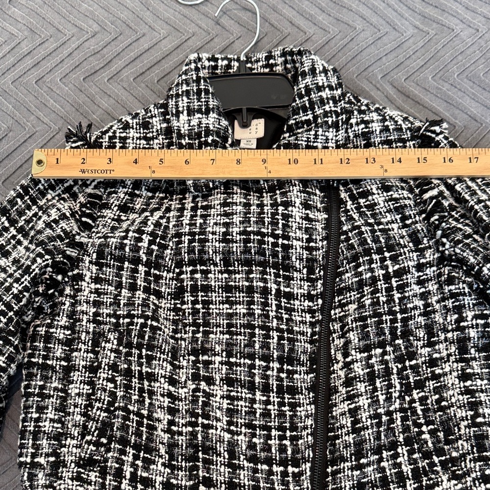 NWT A New Day Black and White Tweed Moto Jacket - Picture 9 of 11